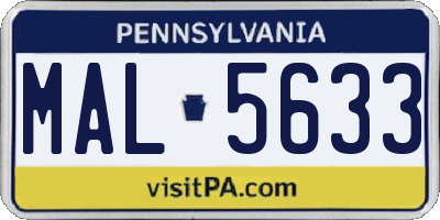 PA license plate MAL5633