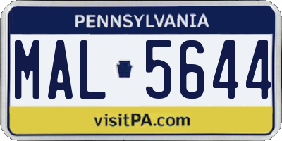 PA license plate MAL5644