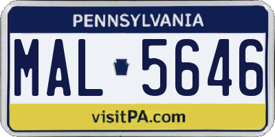 PA license plate MAL5646