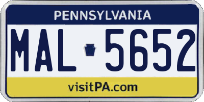 PA license plate MAL5652