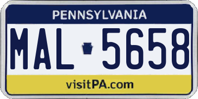 PA license plate MAL5658
