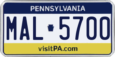 PA license plate MAL5700