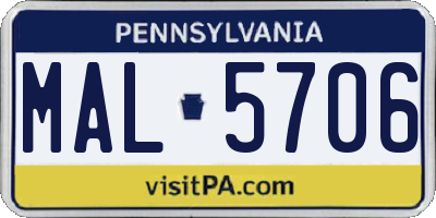 PA license plate MAL5706