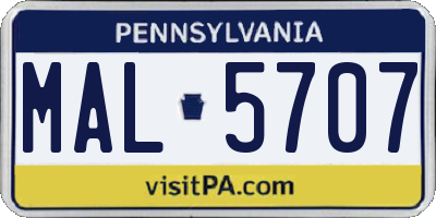PA license plate MAL5707
