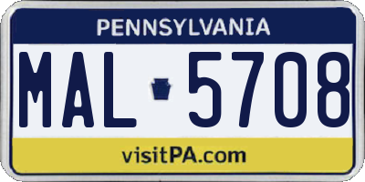 PA license plate MAL5708
