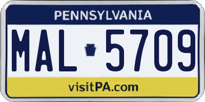 PA license plate MAL5709