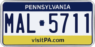 PA license plate MAL5711