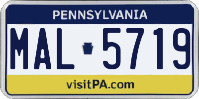 PA license plate MAL5719