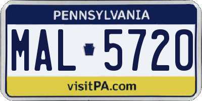 PA license plate MAL5720