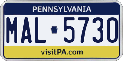 PA license plate MAL5730