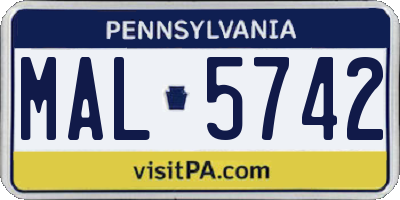 PA license plate MAL5742