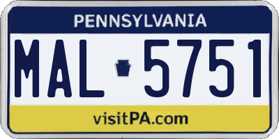 PA license plate MAL5751