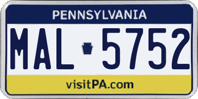 PA license plate MAL5752