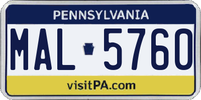PA license plate MAL5760