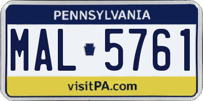 PA license plate MAL5761