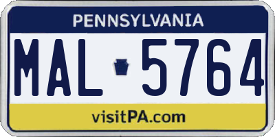 PA license plate MAL5764