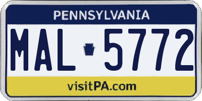 PA license plate MAL5772