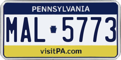 PA license plate MAL5773