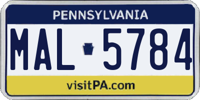 PA license plate MAL5784