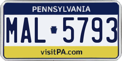 PA license plate MAL5793
