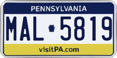 PA license plate MAL5819