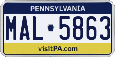 PA license plate MAL5863