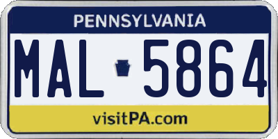 PA license plate MAL5864