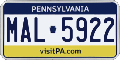 PA license plate MAL5922