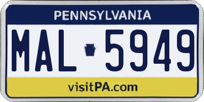PA license plate MAL5949