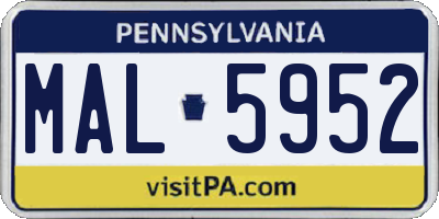 PA license plate MAL5952