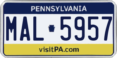 PA license plate MAL5957