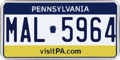 PA license plate MAL5964