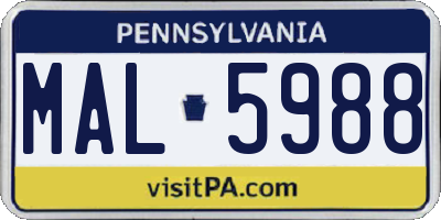 PA license plate MAL5988