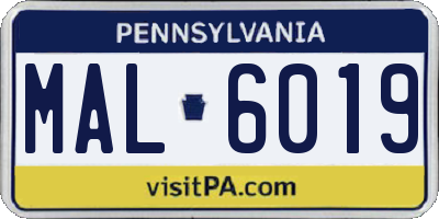 PA license plate MAL6019
