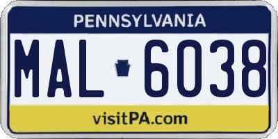 PA license plate MAL6038