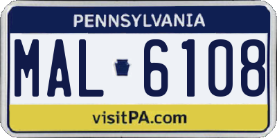 PA license plate MAL6108