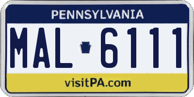 PA license plate MAL6111