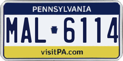 PA license plate MAL6114