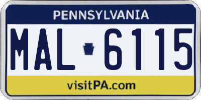 PA license plate MAL6115