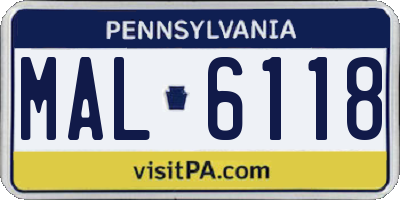 PA license plate MAL6118