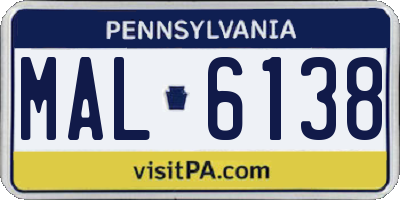 PA license plate MAL6138