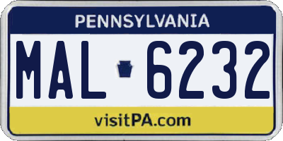 PA license plate MAL6232