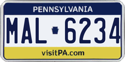 PA license plate MAL6234
