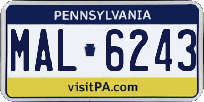 PA license plate MAL6243