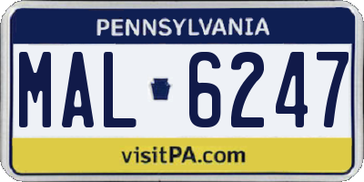 PA license plate MAL6247