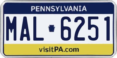 PA license plate MAL6251