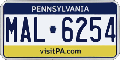PA license plate MAL6254