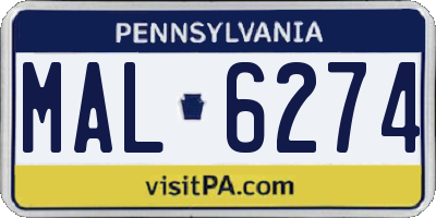 PA license plate MAL6274