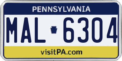 PA license plate MAL6304