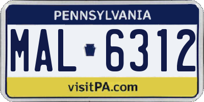 PA license plate MAL6312